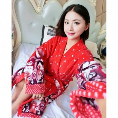 Robes Fleece Short Robes for Women Knee Length Plush Cozy Robe Soft Comfy Warm Printed Bathrobe for Young Girls Red Cartoon -...