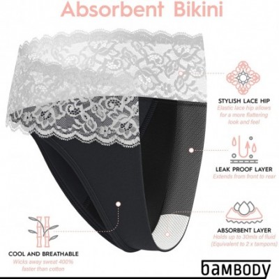 Panties Absorbent Bikini Lace Hip Period Panties | Women's Protective Underwear - 3 Pack (White Hip) - C818U0IM2Q0