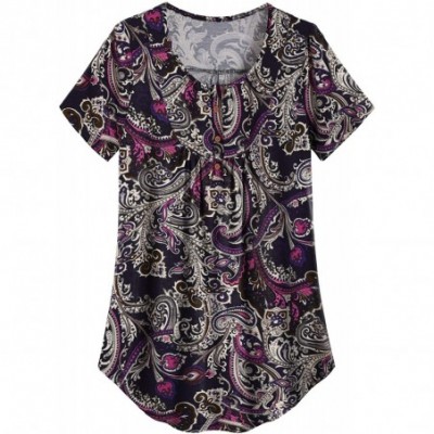 Tops Women's Plus Size Sleepwear Top Button Tunic Shirt - Wild Purple - CD1920M04NH