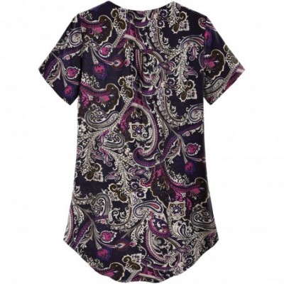 Tops Women's Plus Size Sleepwear Top Button Tunic Shirt - Wild Purple - CD1920M04NH