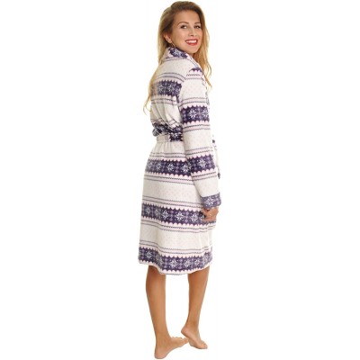 Robes Plush Mix-and-Match Bed Jacket Pants Robe Lounge/Sleepwear - Sold Separately - Fair Isle Bathrobe - C41880ISRDS