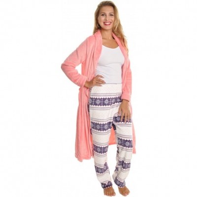 Robes Plush Mix-and-Match Bed Jacket Pants Robe Lounge/Sleepwear - Sold Separately - Fair Isle Bathrobe - C41880ISRDS