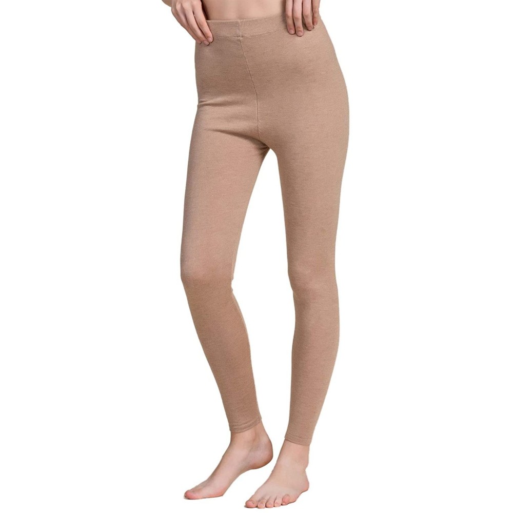 Thermal Underwear Cashmere Silk Knit Women Sheer Thermal Pant Long Johns Bottom - Beige - CL11TCVKN9N