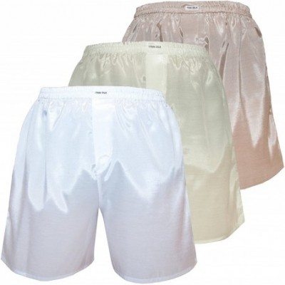 Boxers Set of 3 Men's Comfort Sleep Underwear Boxer Shorts Mix Color - White Cream Offwhite - CC186YHWKN7