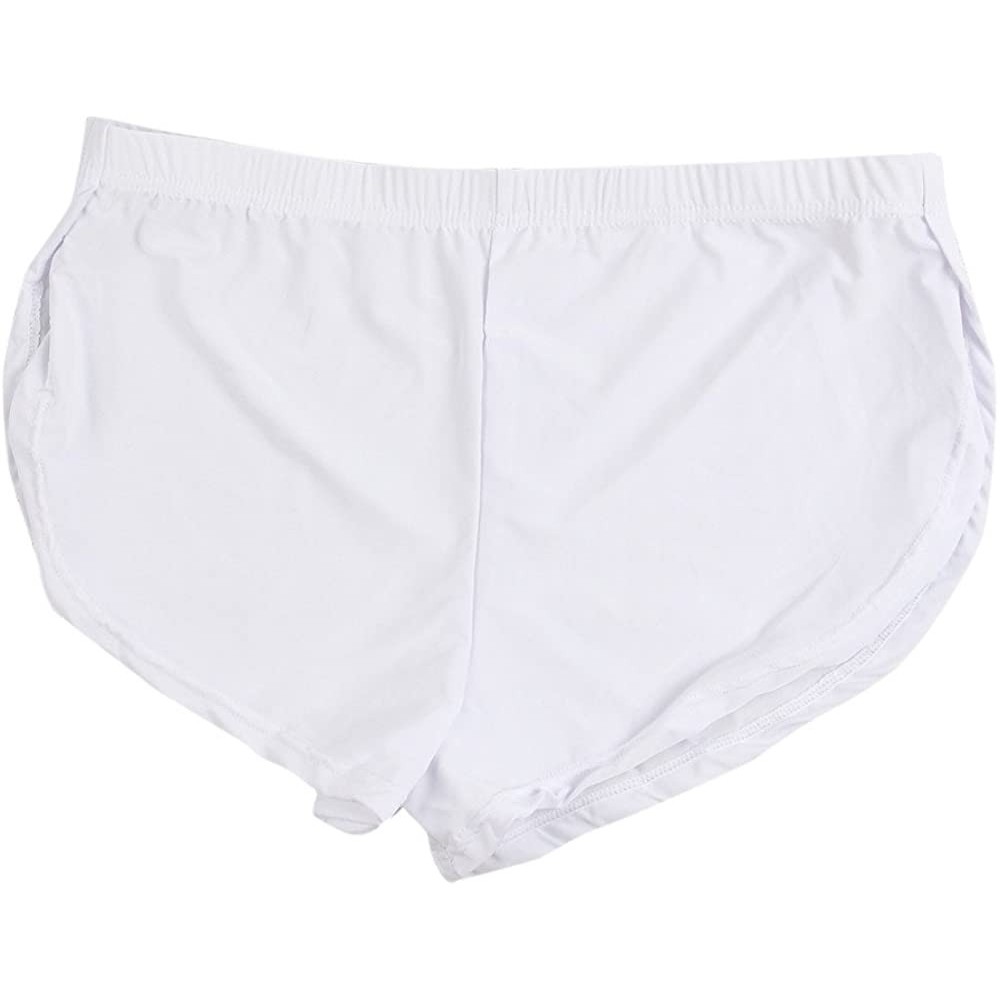 Boxer Briefs Under Wear Men Sexy Underwear Letter Pure Color Boxer Briefs Shorts Bulge - White - C1196G2IHAT