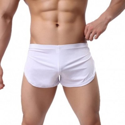 Boxer Briefs Under Wear Men Sexy Underwear Letter Pure Color Boxer Briefs Shorts Bulge - White - C1196G2IHAT