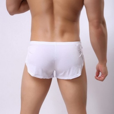 Boxer Briefs Under Wear Men Sexy Underwear Letter Pure Color Boxer Briefs Shorts Bulge - White - C1196G2IHAT