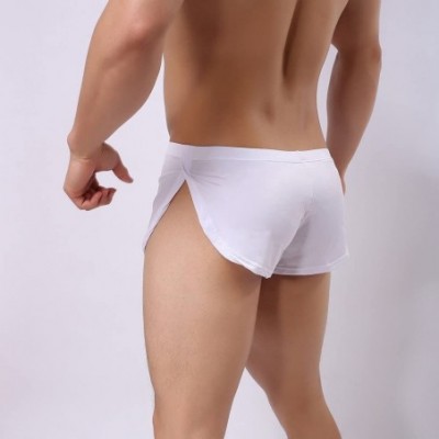 Boxer Briefs Under Wear Men Sexy Underwear Letter Pure Color Boxer Briefs Shorts Bulge - White - C1196G2IHAT