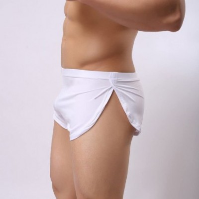 Boxer Briefs Under Wear Men Sexy Underwear Letter Pure Color Boxer Briefs Shorts Bulge - White - C1196G2IHAT