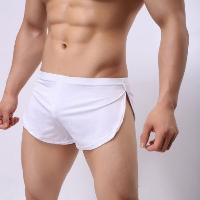 Boxer Briefs Under Wear Men Sexy Underwear Letter Pure Color Boxer Briefs Shorts Bulge - White - C1196G2IHAT