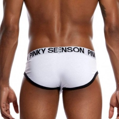 Bikinis Mens Letter Pouch Soft Cotton Briefs Panties Underwear - White - CK18M42TDD5