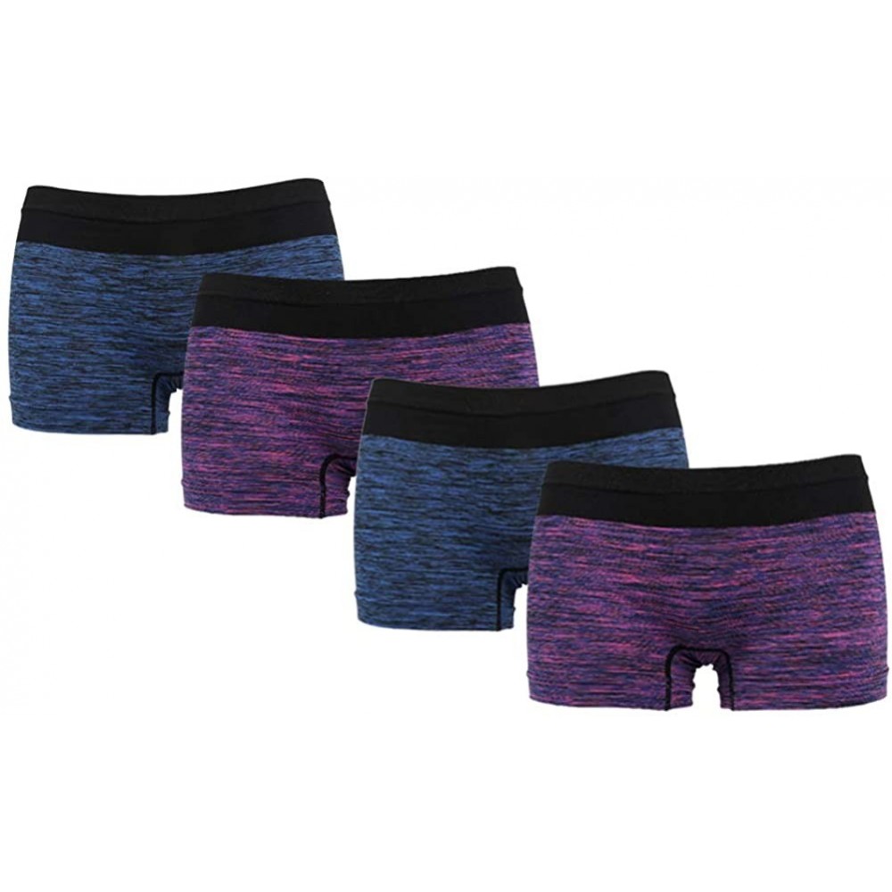 Panties Women's Seamless Boyshort Panties Copper Infused Underwear Nylon Stretch Boxer Briefs - Blue/Purple-4pcs - CK18U4LACHO