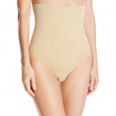 Shapewear Women's Petite Plus Seamless High Waist Control Thong - Nude - C311LDJVXVT