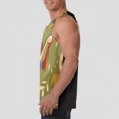 Undershirts Men's Fashion Sleeveless Shirt- Summer Tank Tops- Athletic Undershirt - Thanksgiving Turkey Fall Leaf - CE19D8092KU