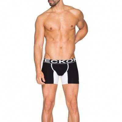 Boxer Briefs Men's Low Rise Short Pouch Boxer Briefs - Black / White - C618GLUAQT5