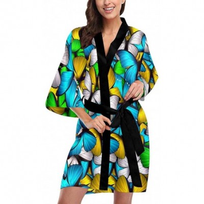 Robes Custom Inspirational Butterfly Women Kimono Robes Beach Cover Up for Parties Wedding (XS-2XL) - Multi 5 - C318YU84D6N