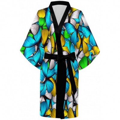 Robes Custom Inspirational Butterfly Women Kimono Robes Beach Cover Up for Parties Wedding (XS-2XL) - Multi 5 - C318YU84D6N