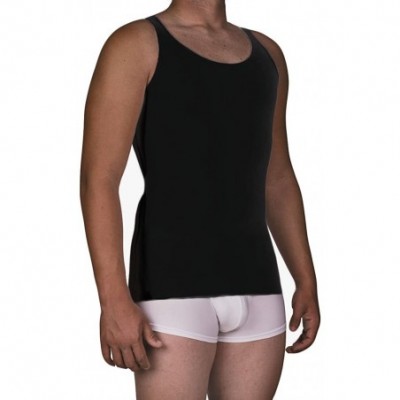 Undershirts Mens Cotton Performance Compression Tank Top - for Workouts- Slimming- and as Undershirt - Black - CK112LXI8OB