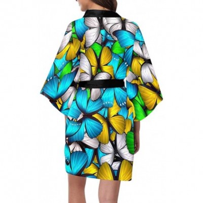 Robes Custom Inspirational Butterfly Women Kimono Robes Beach Cover Up for Parties Wedding (XS-2XL) - Multi 5 - C318YU84D6N