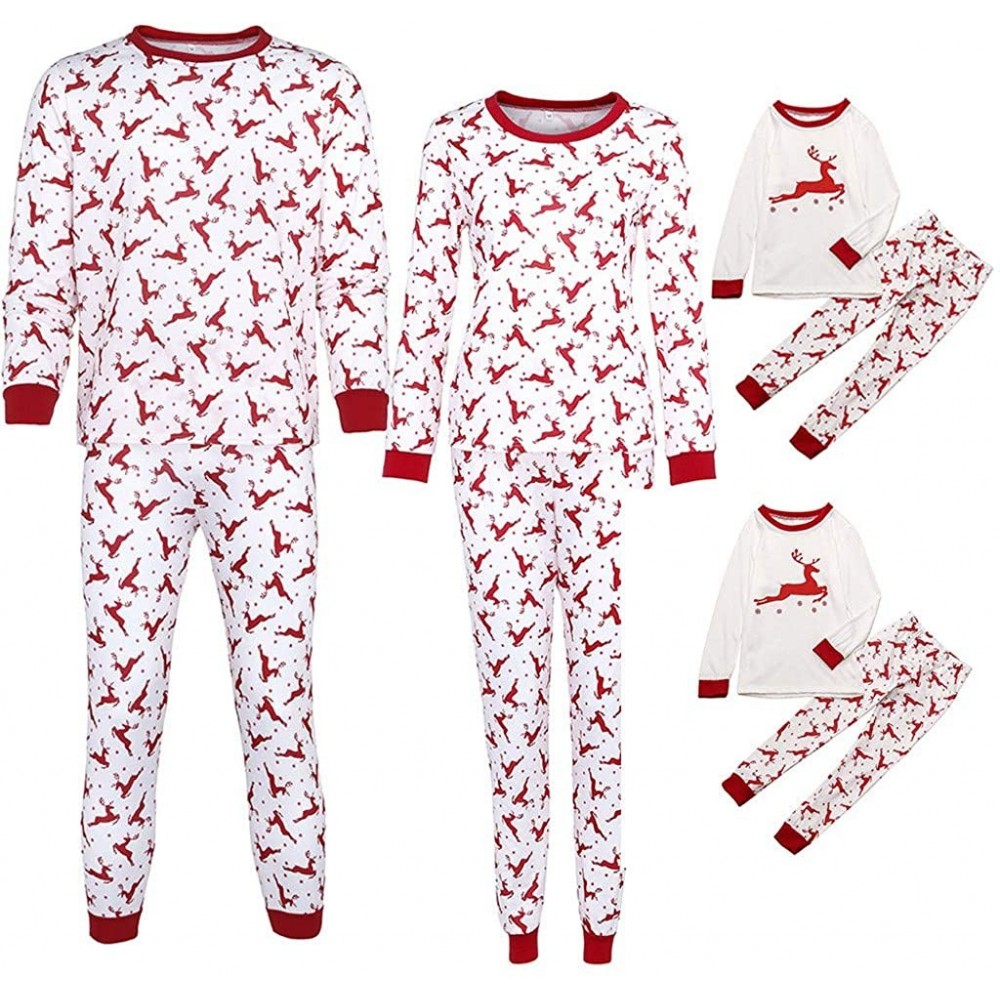 Sleep Sets Kids Baby Girls Boys Print Blouse Pants Family Pajamas Matching Christmas Set - Mom Red3 - CN18LS33ONG