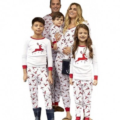 Sleep Sets Kids Baby Girls Boys Print Blouse Pants Family Pajamas Matching Christmas Set - Mom Red3 - CN18LS33ONG