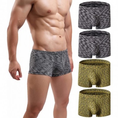 Briefs Men's Underwear Boxer Briefs Breathable Bulge Pouch Underpants Low Rise Elastic - A42 Black 2 Yellow - CJ18TCR2L26