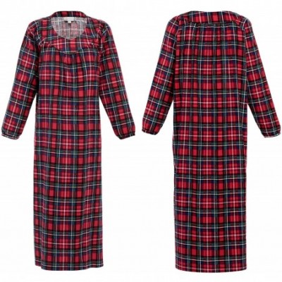 Nightgowns & Sleepshirts Women's Cotton Flannel Nightgown- Long Soft Sleep Dress- XL Red and Black Tartan Plaid (A0497Q42XL) ...