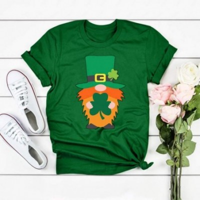 Shapewear Women's Fun Letter Print St Pat's Paddy Patrick V-Neck T-Shirt - L-dark Green - C71952DE5AX