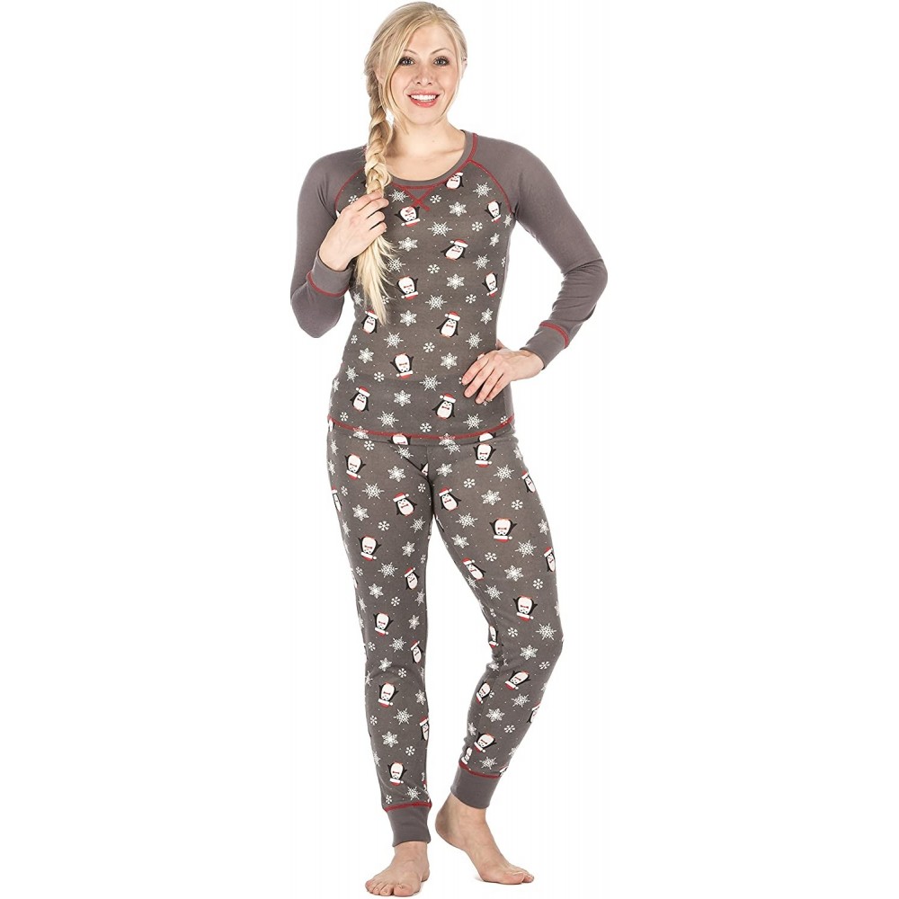 Sets Women's Knit Sleep/Lounge Set (Juniors) - Many Cute Designs Available - Penguin - Grey - CQ129SI8UTJ