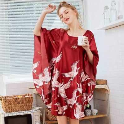 Robes Women's Short Kimono Robe Dressing Gown Robes Bathrobe Women Sleepwear Satin Nightdress Lingerie Underwear Nightdress -...