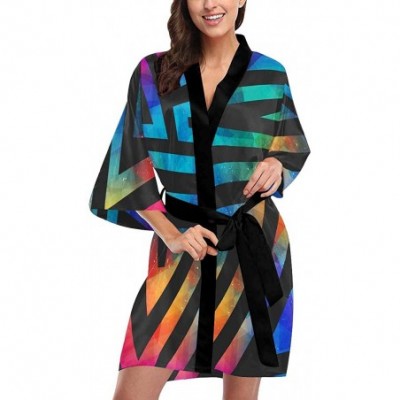 Robes Custom Watercolor Rainbow Butterflies Women Kimono Robes Beach Cover Up for Parties Wedding (XS-2XL) - Multi 4 - CY194T...