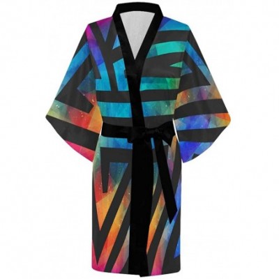 Robes Custom Watercolor Rainbow Butterflies Women Kimono Robes Beach Cover Up for Parties Wedding (XS-2XL) - Multi 4 - CY194T...