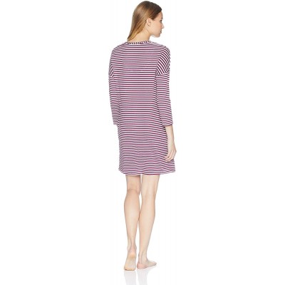 Nightgowns & Sleepshirts Women's Striped Lounge Pop Over Shirt Dress - Cozy Stripe - C9188W6MNZM