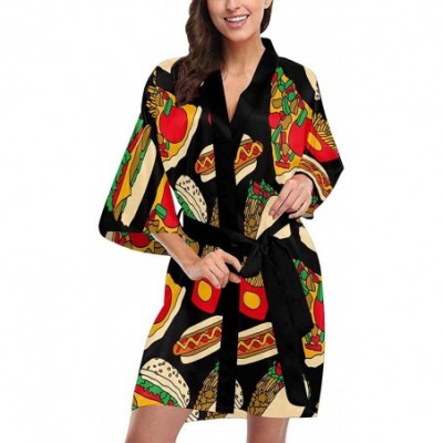 Robes Custom Fast Food Pizza Women Kimono Robes Beach Cover Up for Parties Wedding (XS-2XL) - Multi 1 - CB194WZ0UR6