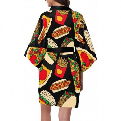 Robes Custom Fast Food Pizza Women Kimono Robes Beach Cover Up for Parties Wedding (XS-2XL) - Multi 1 - CB194WZ0UR6