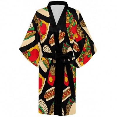 Robes Custom Fast Food Pizza Women Kimono Robes Beach Cover Up for Parties Wedding (XS-2XL) - Multi 1 - CB194WZ0UR6