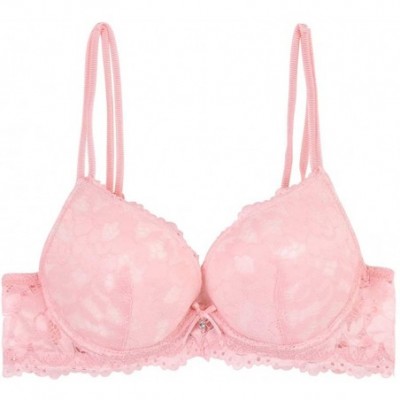 Bras Womens Sexy Lace Bra Set Push Up Embroidered Lace Bra and Panty Set - Pink - CM18NKCGIDZ