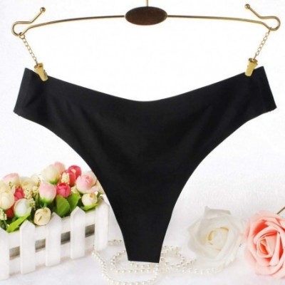 Robes Women Sexy Thong Panties Fashion Delicate Translucent Underwear Sheer Lace Lace Casual Underpant - Black - C2195AQWYAZ