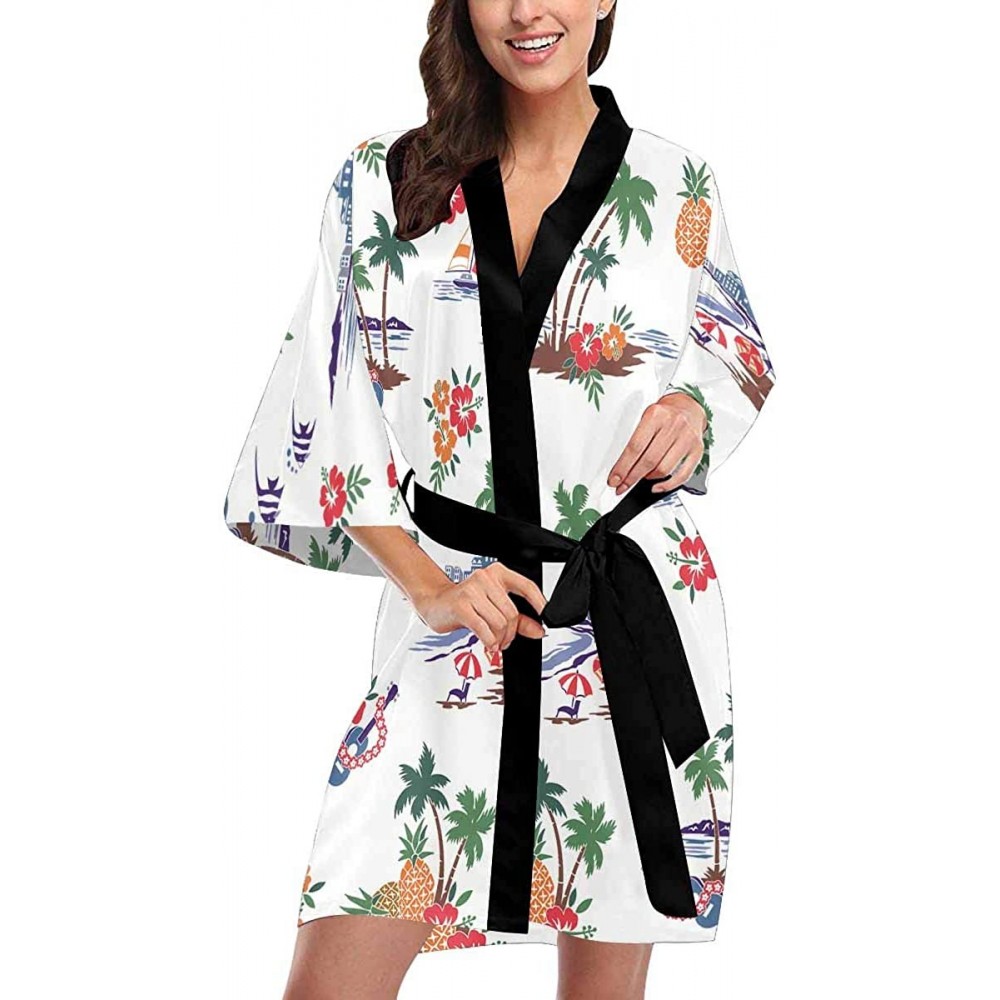 Robes Custom Hawaiian Shore Scenery Women Kimono Robes Beach Cover Up for Parties Wedding (XS-2XL) - Multi 1 - C4190ZDGZZ6