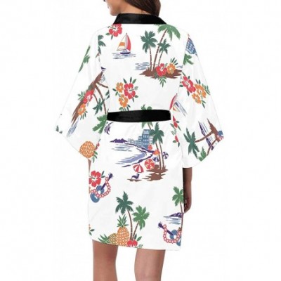 Robes Custom Hawaiian Shore Scenery Women Kimono Robes Beach Cover Up for Parties Wedding (XS-2XL) - Multi 1 - C4190ZDGZZ6