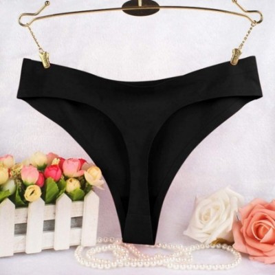 Robes Women Sexy Thong Panties Fashion Delicate Translucent Underwear Sheer Lace Lace Casual Underpant - Black - C2195AQWYAZ