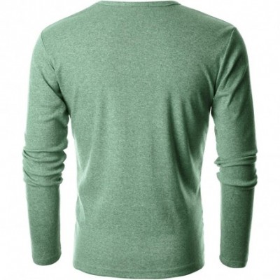 Thermal Underwear Mens Slim Fit Soft Cotton Long Sleeve Lightweight Thermal V-Neck T-Shirt - Dcp053-jade Green - CK18IRLDRKZ