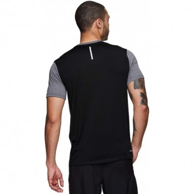 Undershirts Active Men's Athletic Performance Gym Workout Ventilated Mesh Short Sleeve Crewneck T-Shirt - Charcoal - C4196E9XLNZ