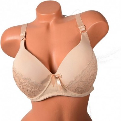 Bras 6 Pieces Plus Size Wired Full Cup/Demi Lace Plain Light Padded D/DD/DDD Bra - 8241 - CM18SR07YNQ