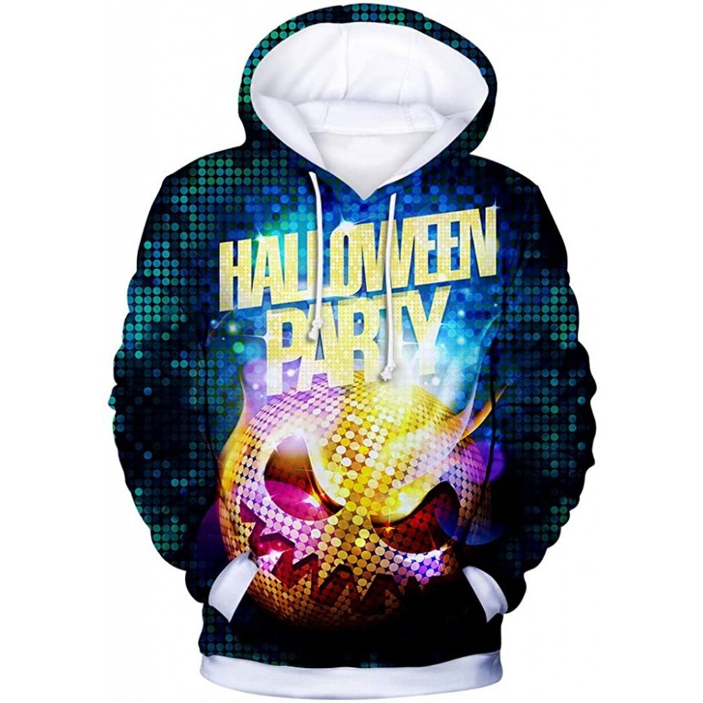 Tops Fashion T-Shirts Womens Halloween- Halloween Fashion Mens & Women 3D Print Party Long Sleeve Hooded Sweatshirt Tops - Ye...