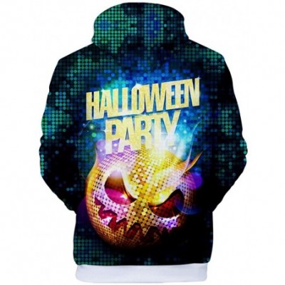 Tops Fashion T-Shirts Womens Halloween- Halloween Fashion Mens & Women 3D Print Party Long Sleeve Hooded Sweatshirt Tops - Ye...