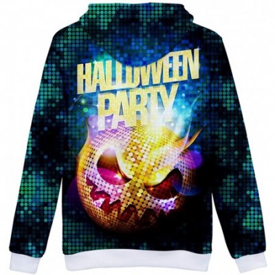 Tops Fashion T-Shirts Womens Halloween- Halloween Fashion Mens & Women 3D Print Party Long Sleeve Hooded Sweatshirt Tops - Ye...