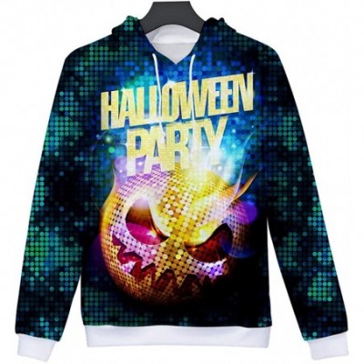 Tops Fashion T-Shirts Womens Halloween- Halloween Fashion Mens & Women 3D Print Party Long Sleeve Hooded Sweatshirt Tops - Ye...