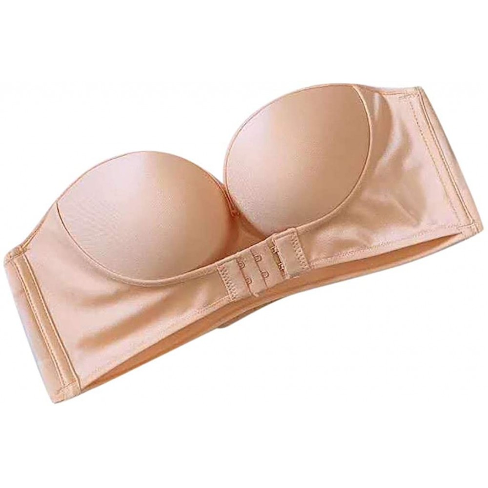 Bras Women's Strapless Bra for Large Bust Underwire Ultra Support Strap Bra Underwears Sexy Underwears - Beige - CZ190AXLGAQ