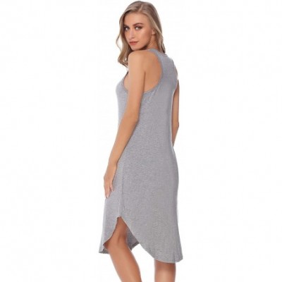 Nightgowns & Sleepshirts Women's Sleeveless Cotton Nightgown Soft Nightshirt Sleepwear Racerback Sleep Dress - Gray - CX18S66...